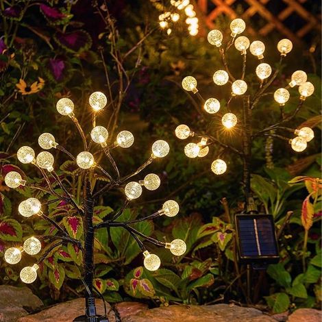 Lot de 2 lampes solaires pour extérieur de jardin - 20 LED - 2 modes - Décoration de jardin - Résistant à l'hiver - Étanche - Pour jardin, extérieur, patio, pelouse,Décoration de Noël (1/5)