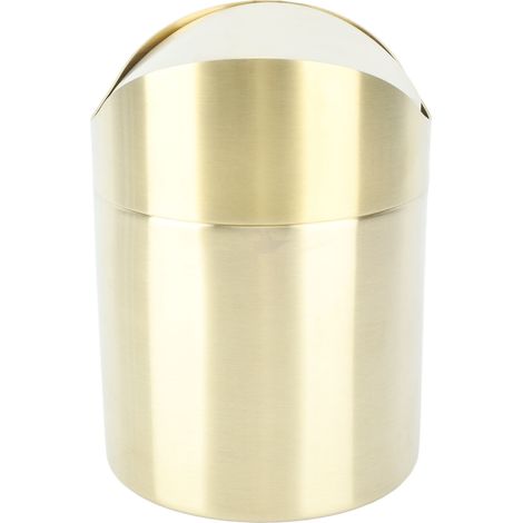 Schreibtisch-Abfalleimer aus Edelstahl 304, fingerabdruckresistent, kompakt und platzsparend, kleiner Abfalleimer für den Schreibtisch, Gold (1/5)
