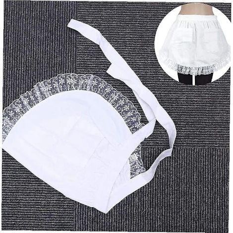 Tablier de cuisine blanc en dentelle demi-tablier serveur (1/4)