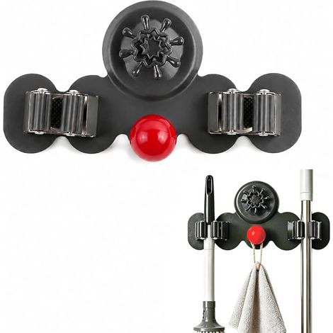 Wall Broom Holder, Wall Mounted Broom Holder for Garage, Garden, Kitchen, Mop Holder with Suction Cup Stainless Steel Wall Brush Holder Garden Tools 20.5 x (1/5)