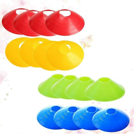 Plateau de signalisation pour l'entraînement de football, comprenant des cônes et des marqueurs d'obstacles, couleurs assorties (16 pièces). Idéal pour l'entraînement de football et les activités de p (1/5)