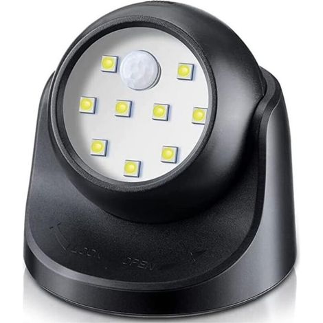 Spot LED Extérieur, Spot exterieur avec Detecteur de mouvement, Projecteur LED extérieur Sans Fil, 150 Lumen, Sphère Amovible, Rotation et Inclinaison à 360 degrés, Batterie à Pile (1/5)