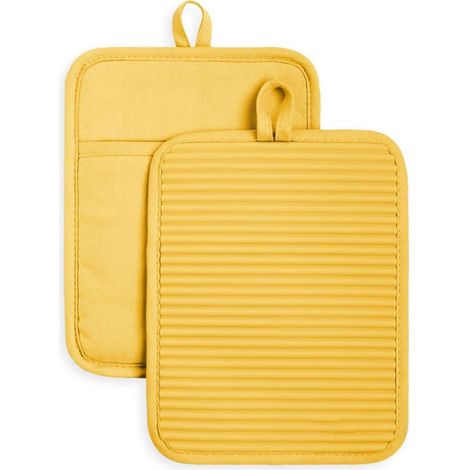 Support à casseroles en silicone souple nervuré, lot de 2, couleur annuelle 2025, jaune beurre, 17,78 cm x 22,86 cm (1/4)