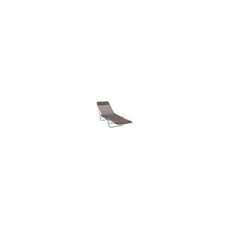 Transat, chaise longue de jardin, chaise longue relaxante, chaise longue à deux pieds, marron, pliable pour jardin et terrasse, résistant aux intempéries et confortable (1/5)