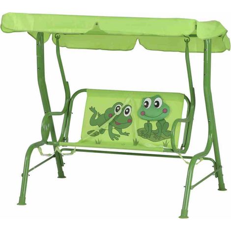 Froggy Kinderschaukel Gestell Stahl grün, Fläche 100% Polyester grün, 75x115x118 cm (1/5)