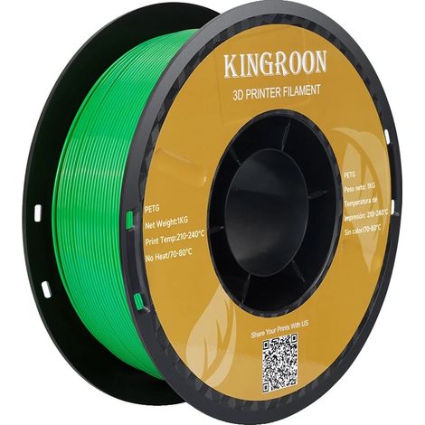 Filamento per stampa 3D, materiale PETG, forma solida, 1 rotolo, verde (1/2)
