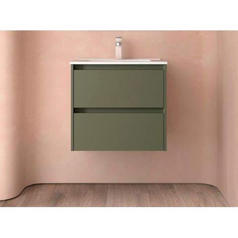 BALTIC Unterschrank 600 2 Schubladen + Waschbecken Green Satin (1/4)