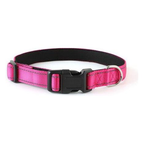Collier pour Chien en Nylon avec Bande Réfléchissante,Collier Rembourré Classique pour Grande Chien,L, Rose Vif (1/5)