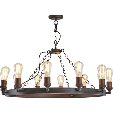 Visconte Capri Medium 86 cm Ring Ceiling Pendant Cartwheel 12 Light  - Bronze (1/4)