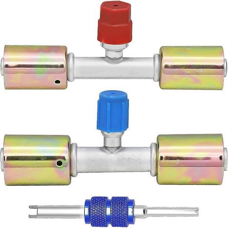 Kit mit 2 Anschlüssen für Klimaanlage, gerades Hochdruckventil 8/10/180° für sichere Verwendung (1/5)