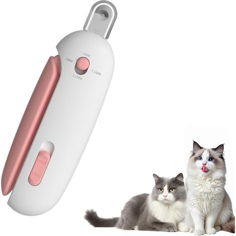 Coupe-griffes réglable pour chats, coupe-griffes rond avec compartiment à poussière, outil de toilettage sûr (rose)