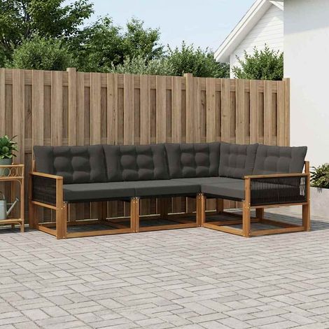 vidaXL Ensemble de canapés d'extérieur 4 pc Naturel et noir (1/5)