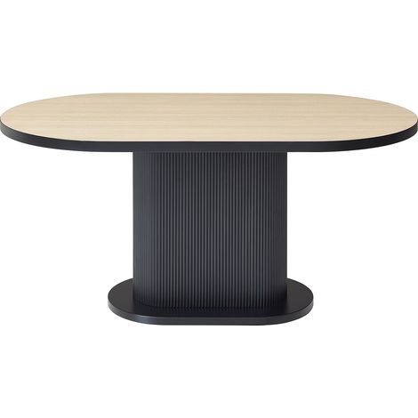 Table à manger 6 personnes en MDF - Naturel et Noir - CALIENO (1/4)