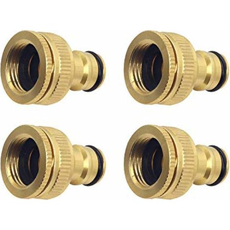 Connecteur de robinet de jardin en laiton 4 pièces, 1/2 et 3/4 2 en 1 femelle vers adaptateur fendu (1/5)