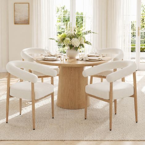 Chaises salle manger lot de 4 rembourrees blanches OKMYHOME (1/5)