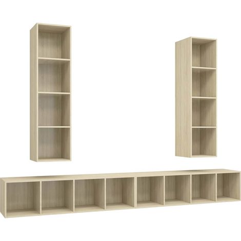 vidaXL Muebles de salón de pared 4 pzas madera ingeniería roble Sonoma (1/2)