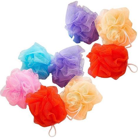 Lot de 8 boules de bain colorées en filet, avec cordelette de suspension (couleurs aléatoires).-M-Colorful (1/4)