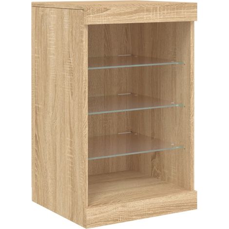 Aparador buffet cómoda armario mueble organizador cocina salón salón con luces LED sonoma 41 x 37 x 67 cm marrón 020029962