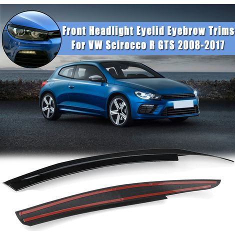 2pcs Black Front Headlight Eyelid Eyebrow Trims For VW R GTS 2008-2017