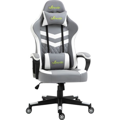Vinsetto Racing Gaming Chair w/ Lumbar Support, Headrest, Gamer Office Chair Grey (1/5)
