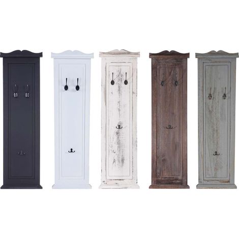 Mendler – Lot de 2 patères en bois paulownia massif – Dimensions 28x3,5x109cm – Crochets en métal laiton – Style shabby chic décoratif