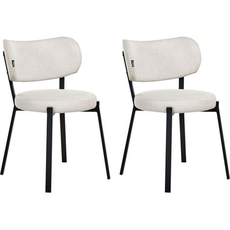 Set of 2 Dining Chairs BRONTE Fabric Light Beige