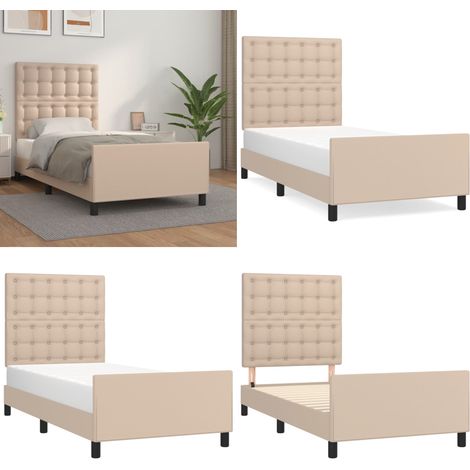 Bettgestell mit Kopfteil Cappuccino-Braun 80x200 cm Kunstleder - Kopfteil - Kunstlederbett (1/5)