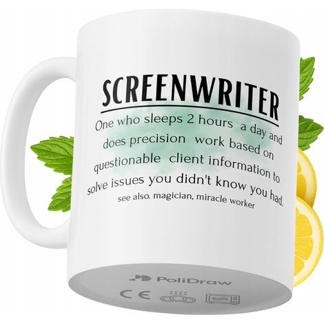 Lustige Tasse für Drehbuchautoren – Kaffee- oder Teetasse mit witzigem Textdesign – ideal für Geburtstage, Namenstage, Feiertage und besondere Anlässe. Hochwertige Tasse für Zuhause, Büro und Arbeit. 
