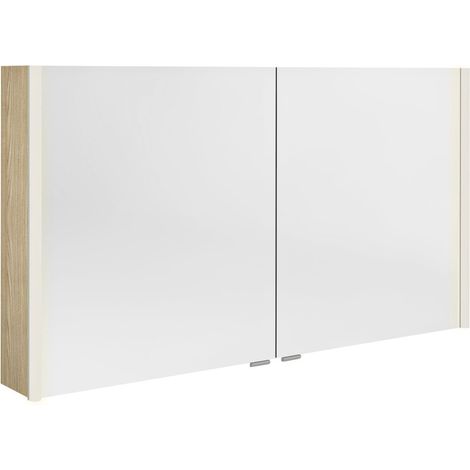 ALIX Armoire à miroir avec éclairage LED, 2x portes, 126x70x17,5cm, Elm Bardini (1/2)
