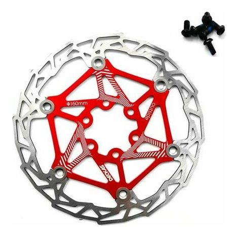 160 mmDisque de frein flottant en acier inoxydable (avec vis) -Rouge, convient aux VTT (1/4)