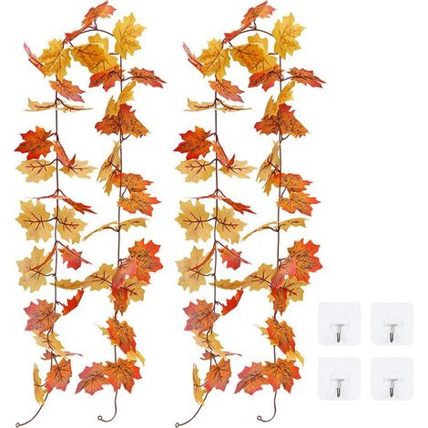 Pièces Guirlande de Feuilles d'érable Artificielle,Suspendu Feuilles d'érable vignes,Guirlande de Feuilles d'érable (1/4)