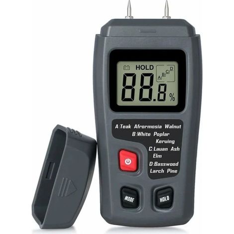 Testeur d'humidité du bois portable testeur d'humidité LCD pour détecteur d'humidité du bois pour la mesure de l'humidité du papier de bois de chauffage (1/4)