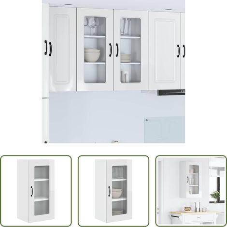 Holzschrank - Küchenschrank Kalmar Hochglanz Weiß 40 x 31 x 80 cm (1/5)