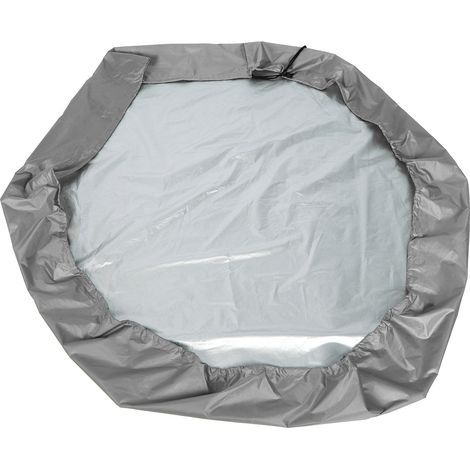 Wasserdichte, sechseckige Plane für Sandkästen mit Kordelzug, grau. Ideal für den Garten. (1/5)