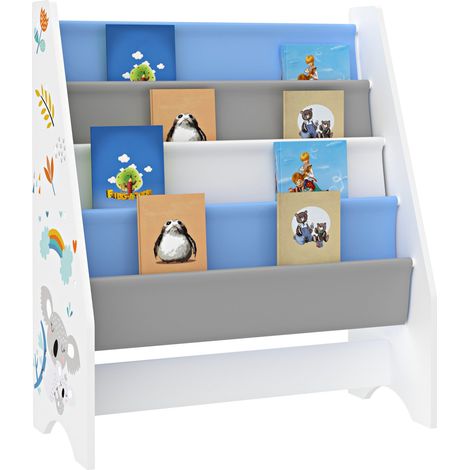 Libreria di design per soggiorno mensola per bambini stile originale con 4 vani a giorno bianco/grigio/blu 030006478
