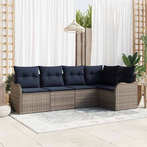 Set Divano da Giardino Grigio polyrattan vidaXL (1/5)