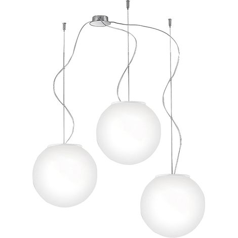 Lampe À Suspension Multiple 3 Éléments Emily Rossini Group - Verre Satiné Blanc, 20Cm X3, Connexion E27 Ip20, Solution De Design Créatif (1/5)