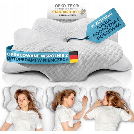 Oreiller orthopédique à mémoire de forme Gluckstoff Butterfly Bamboo Premium CE Blanc (1/5)