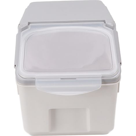 Boîte de rangement pour riz avec gobelet, hermétique, pour céréales, en plastique, accessoire de cuisine, grise, 15 kg (1/5)