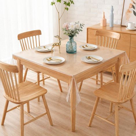 Nappe transparente 120x120cm PVC lavable carrée