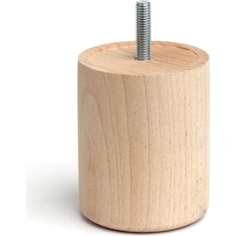 Pied de meuble cylindrique en hêtre – Finition brute – Hauteur 8 cm – Installation facile – 1 unité pour projets de restauration – REI (1/3)
