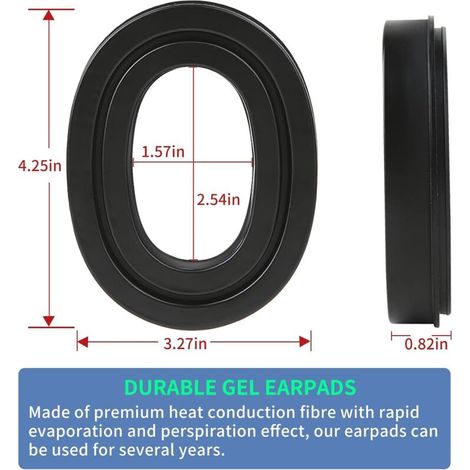 Coussinets d'oreille en gel pour casques 3M Peltor X1A-X5A, coussinets d'oreille en gel rafraîchissant pour PROHEAR 037/033, ZOHAN EM042/033, TAC 100/300/500, Peltor 7004 avec coque arrière étanche (1/3)