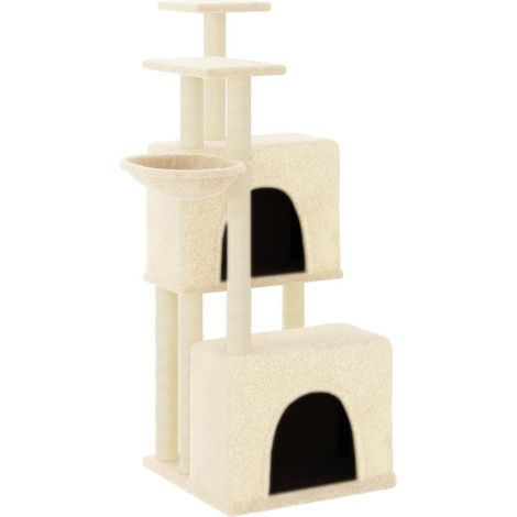 Tiragraffi per gatti Mobili per arrampicata su torre Tiragraffi piattaforma da arrampicata con tiragraffi in sisal 122 cm crema 020022462