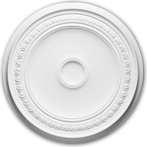 Rosetón 156031 Profhome Elemento decorativo Elemento para techo diseño atemporal clásico blanco Ø 61,5 cm