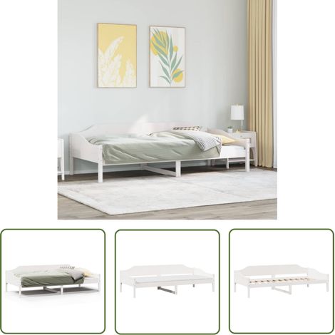 vidaXL Cadre de lit sans matelas blanc 90x200 cm bois de pin massif (1/5)