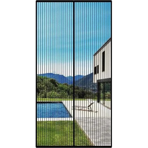 porte moustiquaire magnétique,Rideaux Toile Insect Ecran,rideau de porte en fibre de verre,Pour Couloirs Portes Patio(noir)80X210CM (1/4)