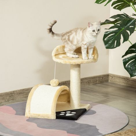 Árbol para gatos con bolas, 35,5 x 37 x 46 cm, beige OKMYHOME (1/5)