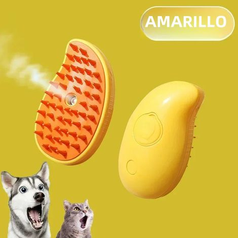 (Jaune) Brosse de bain électrique pour chat avec tête de brosse en silicone souple, adaptée aux soins et au toilettage du pelage du chat. (1/5)