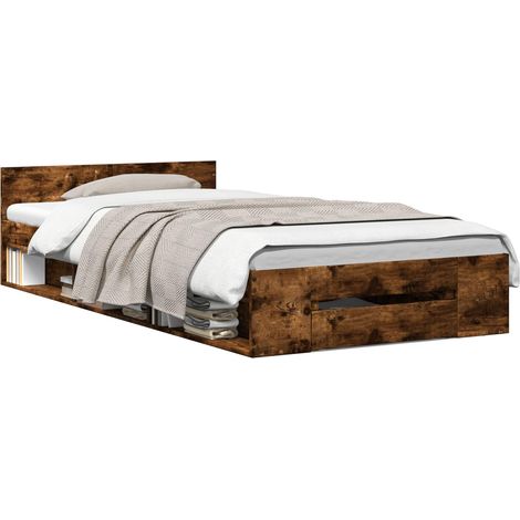 Estructura de cama con almacenamiento Roble Ahumado 80 x 200 cm vidaXL