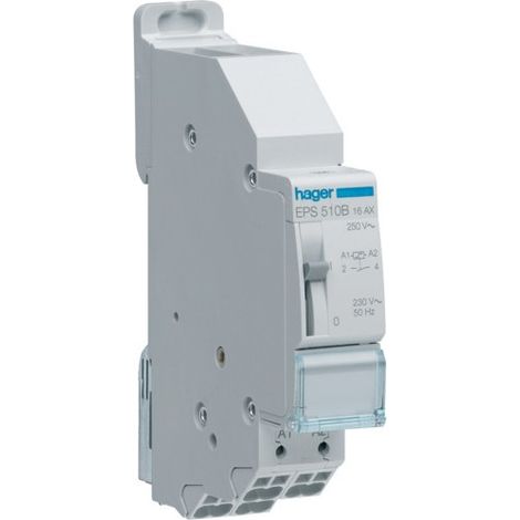 Hager – Télérupteur électronique 1f 230V – Courant 16A – Installation sur rail DIN – Compatible avec lampes halogènes jusqu'à 2300W (1/4)